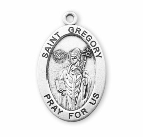Patron Saint Gregory Oval Sterling Silver Medal - Image 2