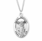 Patron Saint Gregory Oval Sterling Silver Medal
