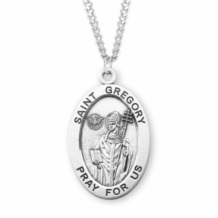 Patron Saint Gregory Oval Sterling Silver Medal