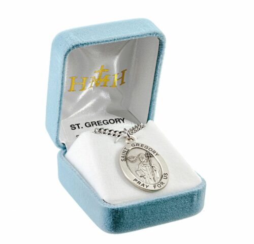 Patron Saint Gregory Oval Sterling Silver Medal - Image 3