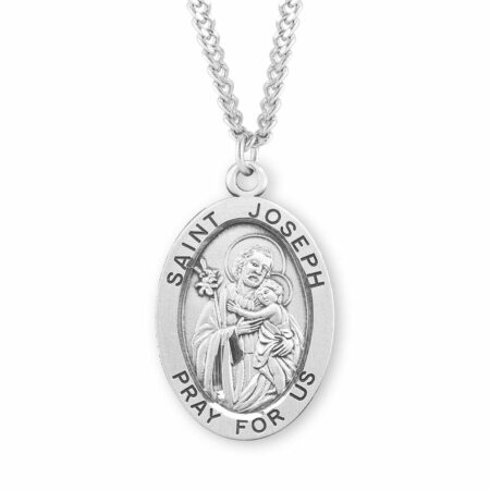 Patron Saint Joseph Oval Sterling Silver Medal