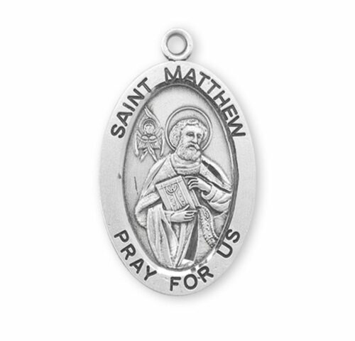 Patron Saint Matthew Oval Sterling Silver Medal - Image 2