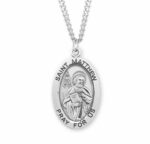 Patron Saint Matthew Oval Sterling Silver Medal