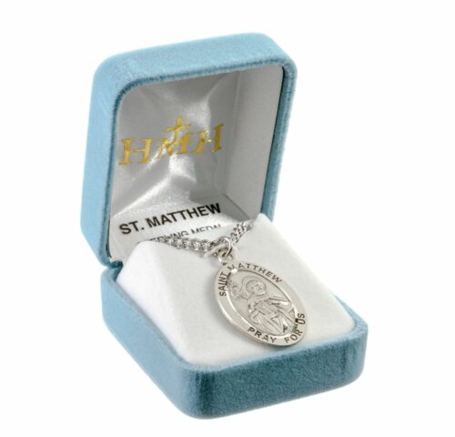 Patron Saint Matthew Oval Sterling Silver Medal - Image 4