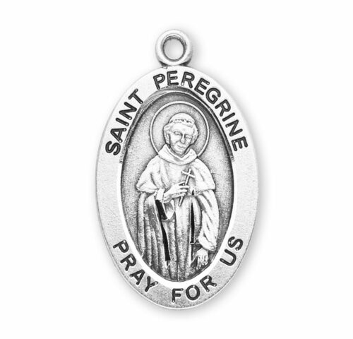 Patron Saint Peregrine Oval Sterling Silver Medal - Image 2