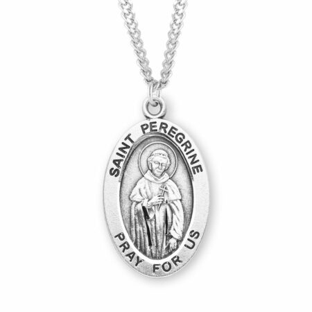 Patron Saint Peregrine Oval Sterling Silver Medal