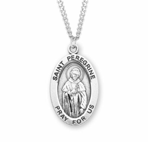 Patron Saint Peregrine Oval Sterling Silver Medal