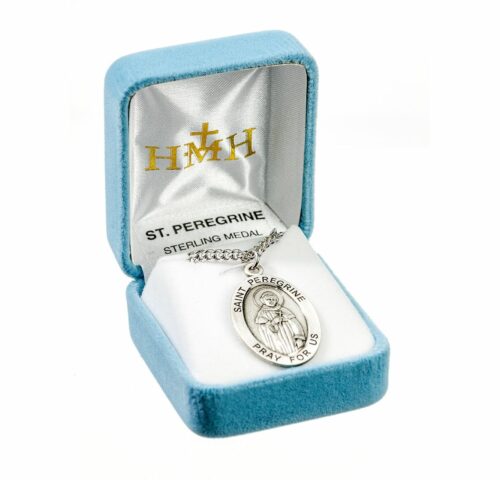 Patron Saint Peregrine Oval Sterling Silver Medal - Image 4