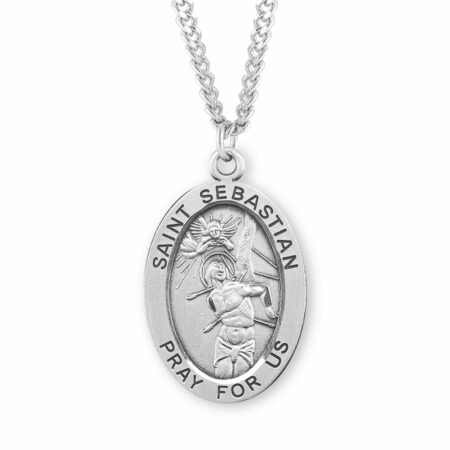 Patron Saint Sebastian Oval Sterling Silver Medal