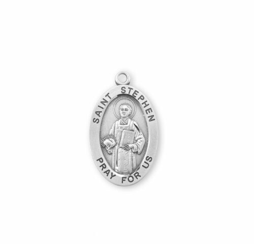 Patron Saint Stephen Oval Sterling Silver Medal - Image 2