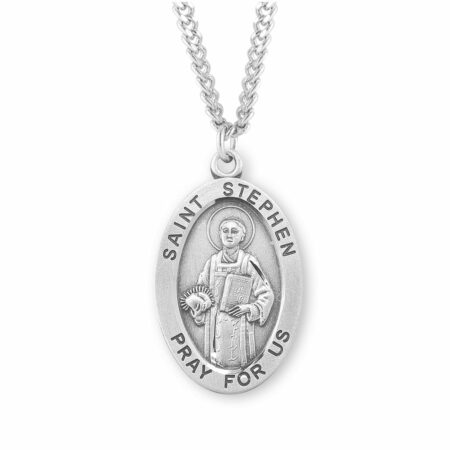 Patron Saint Stephen Oval Sterling Silver Medal