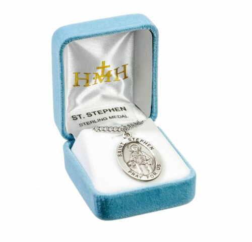 Patron Saint Stephen Oval Sterling Silver Medal - Image 4
