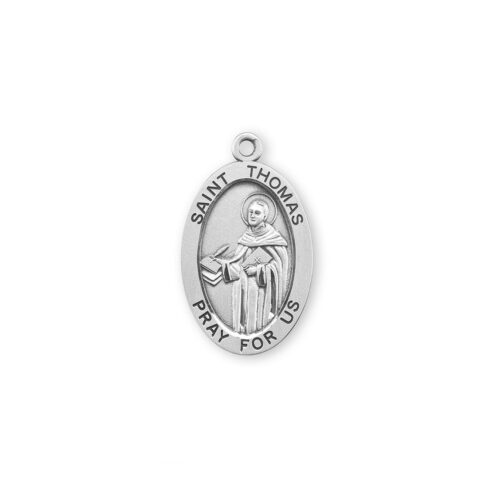 Patron Saint Thomas Aquinas Oval Sterling Silver Medal - Image 2