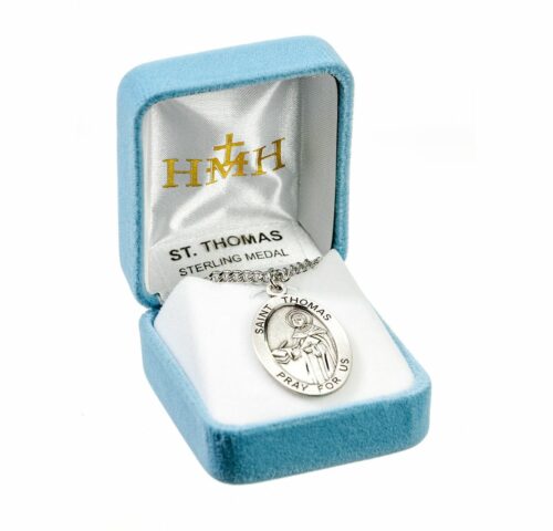 Patron Saint Thomas Aquinas Oval Sterling Silver Medal - Image 4
