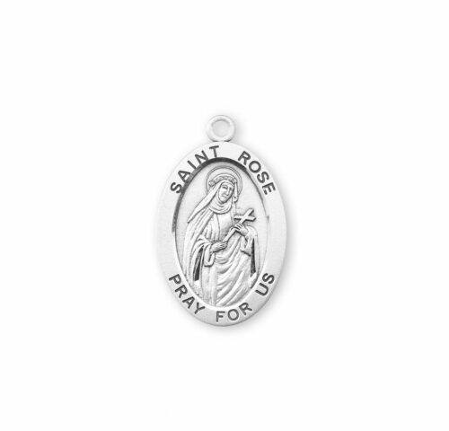 Patron Saint Rose Oval Sterling Silver Medal - Image 2