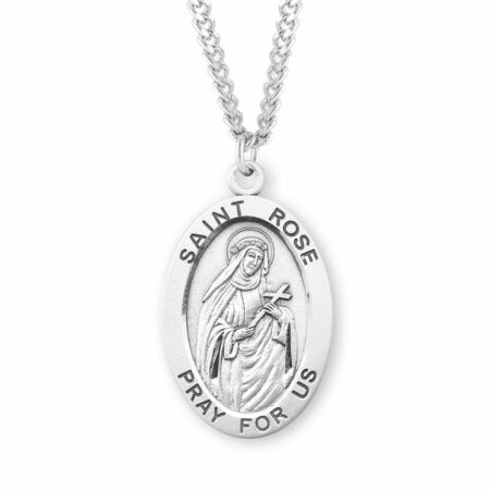 Patron Saint Rose Oval Sterling Silver Medal