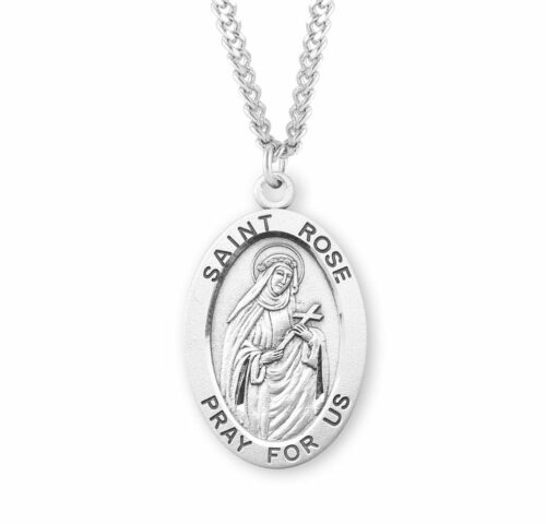 Patron Saint Rose Oval Sterling Silver Medal