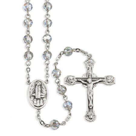 Sterling Silver Rosary Hand Made with Swarovski Crystal 6mm Smoked Faceted Round Beads by HMH