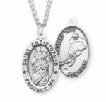 Saint Christopher Oval Sterling Silver Hockey Male Athlete Medal