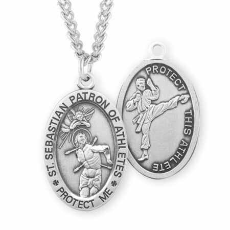 Saint Sebastian Oval Sterling Silver Martial Arts Male Athlete Medal