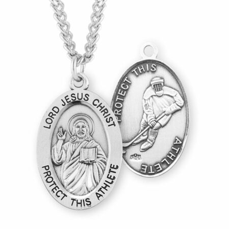 Lord Jesus Christ Oval Sterling Silver Football Male Athlete Medal