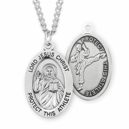 Lord Jesus Christ Oval Sterling Silver Martial Arts Male Athlete Medal