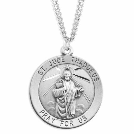 Saint Jude Round Sterling Silver Medal