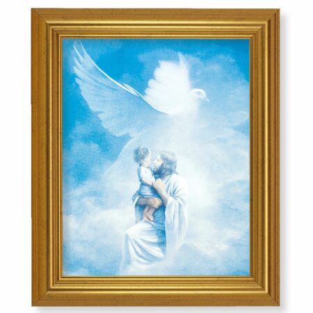Christ Welcoming Child Gold Framed Art