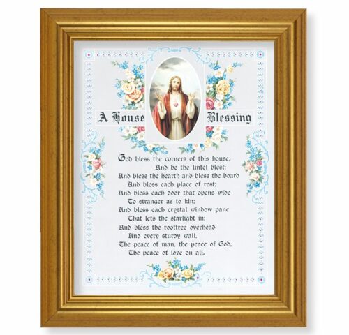 House Blessing - Sacred Heart of Jesus Gold Framed Art