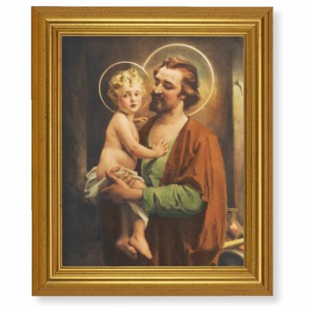 St. Joseph with Jesus Gold Framed Art