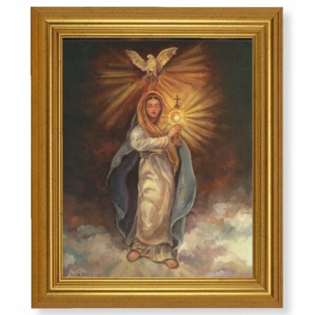 Mary with Monstrance Gold Framed Art