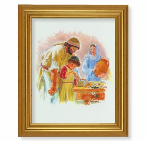 Jesus the Carpenter Gold Framed Art