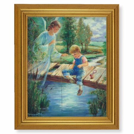 Guardian Angel with Boy Gold Framed Art