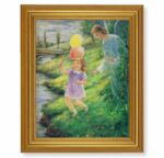 Guardian Angel with Girl Gold Framed Art