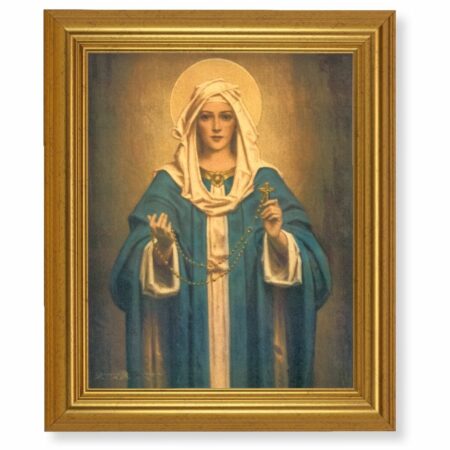 Our Lady of the Rosary Gold Framed Art