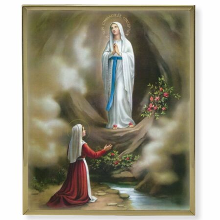 Our Lady of Lourdes Gold Framed Plaque