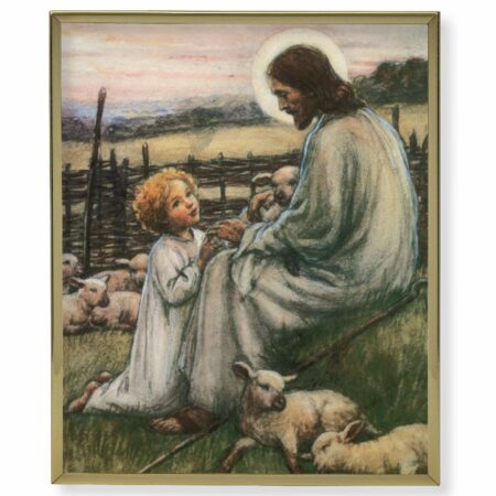 Jesus the Good Shepherd Gold Framed Plaque