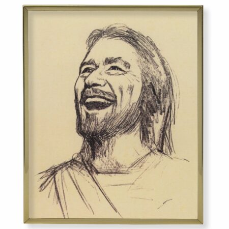 Laughing Christ Gold Framed Plaque