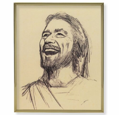 Laughing Christ Gold Framed Plaque