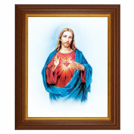 Sacred Heart of Jesus Dark Walnut Framed Art