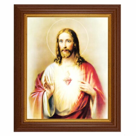 Sacred Heart of Jesus Dark Walnut Framed Art