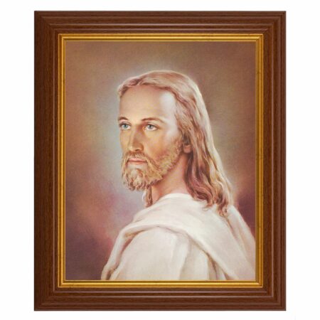 Head of Christ Dark Walnut Framed Art