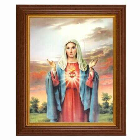 Immaculate Heart of Mary Dark Walnut Framed Art