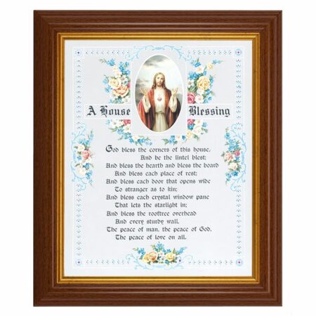 House Blessing - Sacred Heart of Jesus Dark Walnut Framed Art