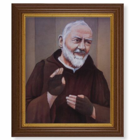 St. Pio Dark Walnut Framed Art