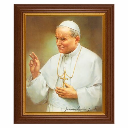 St. Pope John Paul II Dark Walnut Framed Art