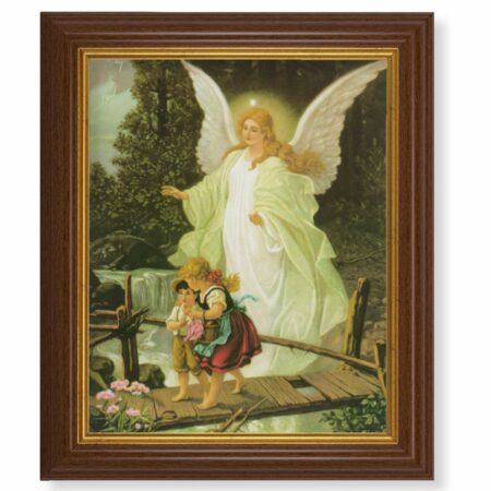 Guardian Angel Dark Walnut Framed Art