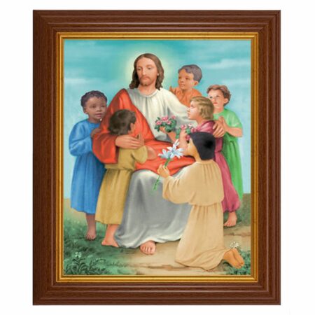 Christ with Children Dark Walnut Framed Art