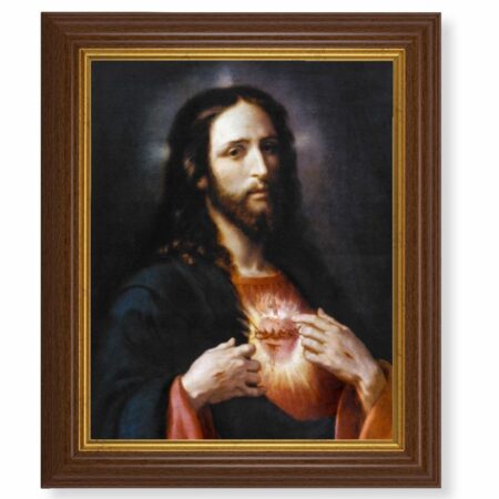 Sacred Heart of Jesus Dark Walnut Framed Art