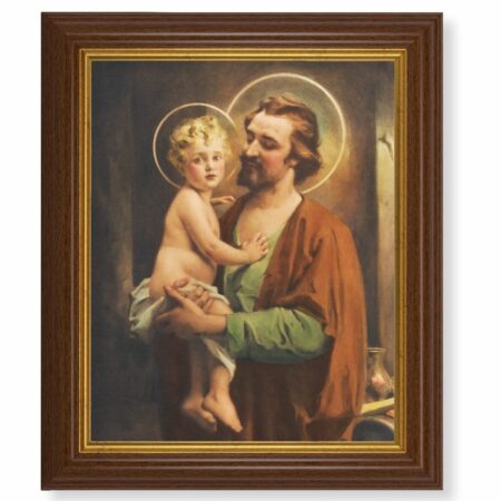 St. Joseph with Jesus Dark Walnut Framed Art